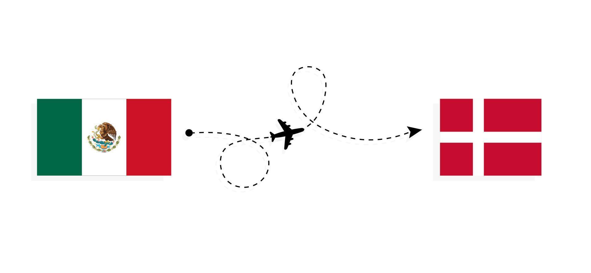 vuelo y viaje de méxico a dinamarca por concepto de viaje en avión de pasajeros vector