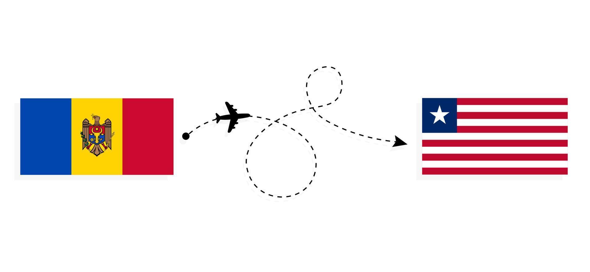 Flight and travel from Moldova to Liberia by passenger airplane Travel concept vector