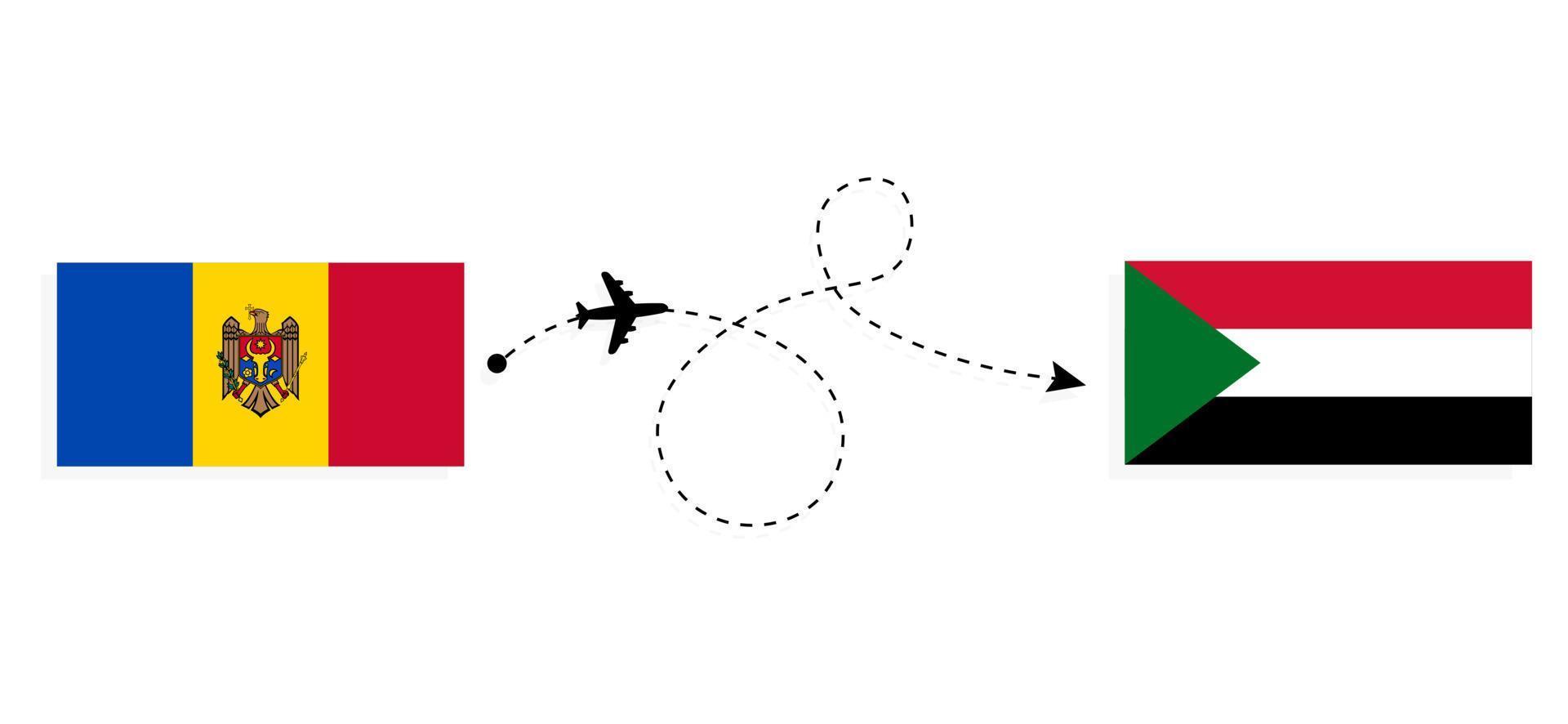 Flight and travel from Moldova to Sudan by passenger airplane Travel concept vector