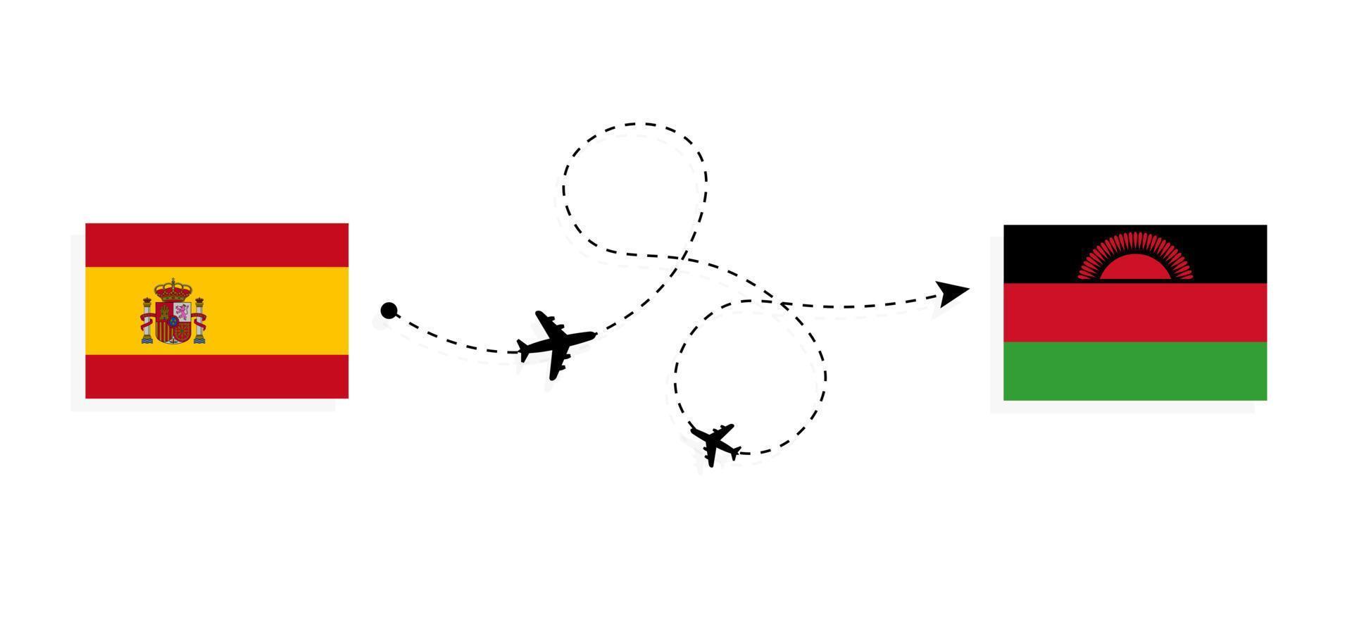 vuelo y viaje desde españa a malawi por concepto de viaje en avión de pasajeros vector