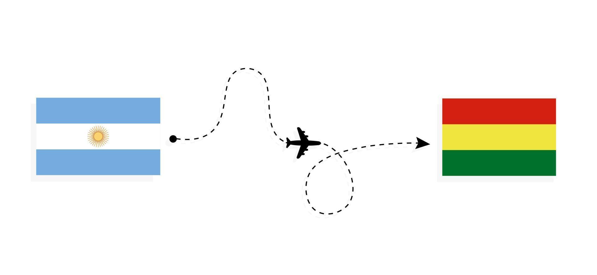 vuelo y viaje de argentina a bolivia por concepto de viaje en avión de pasajeros vector