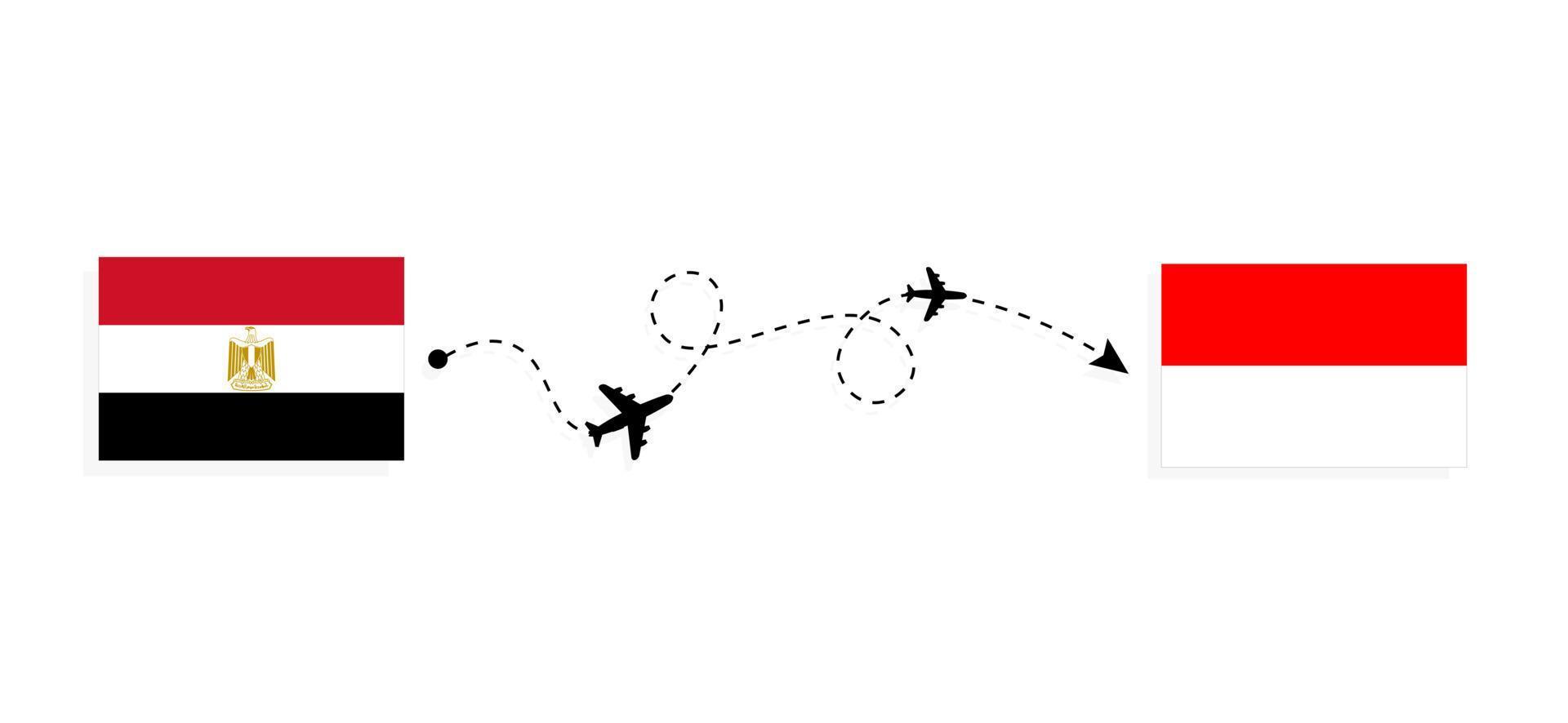 vuelo y viaje de egipto a indonesia por concepto de viaje en avión de pasajeros vector