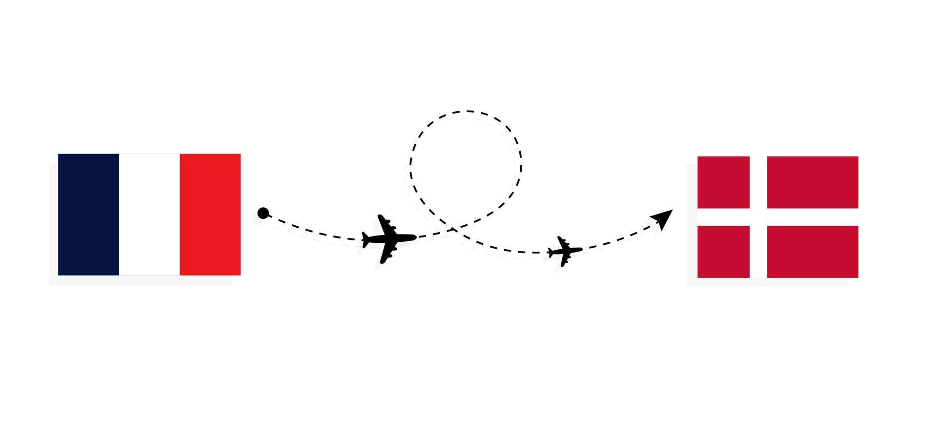 vuelo y viaje de francia a dinamarca por concepto de viaje en avión de pasajeros vector