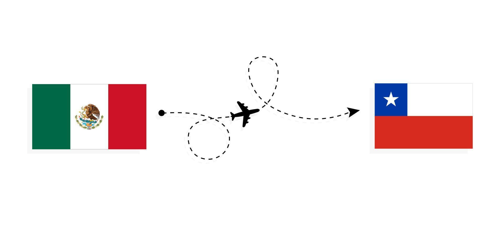 vuelo y viaje de méxico a chile por concepto de viaje en avión de pasajeros vector