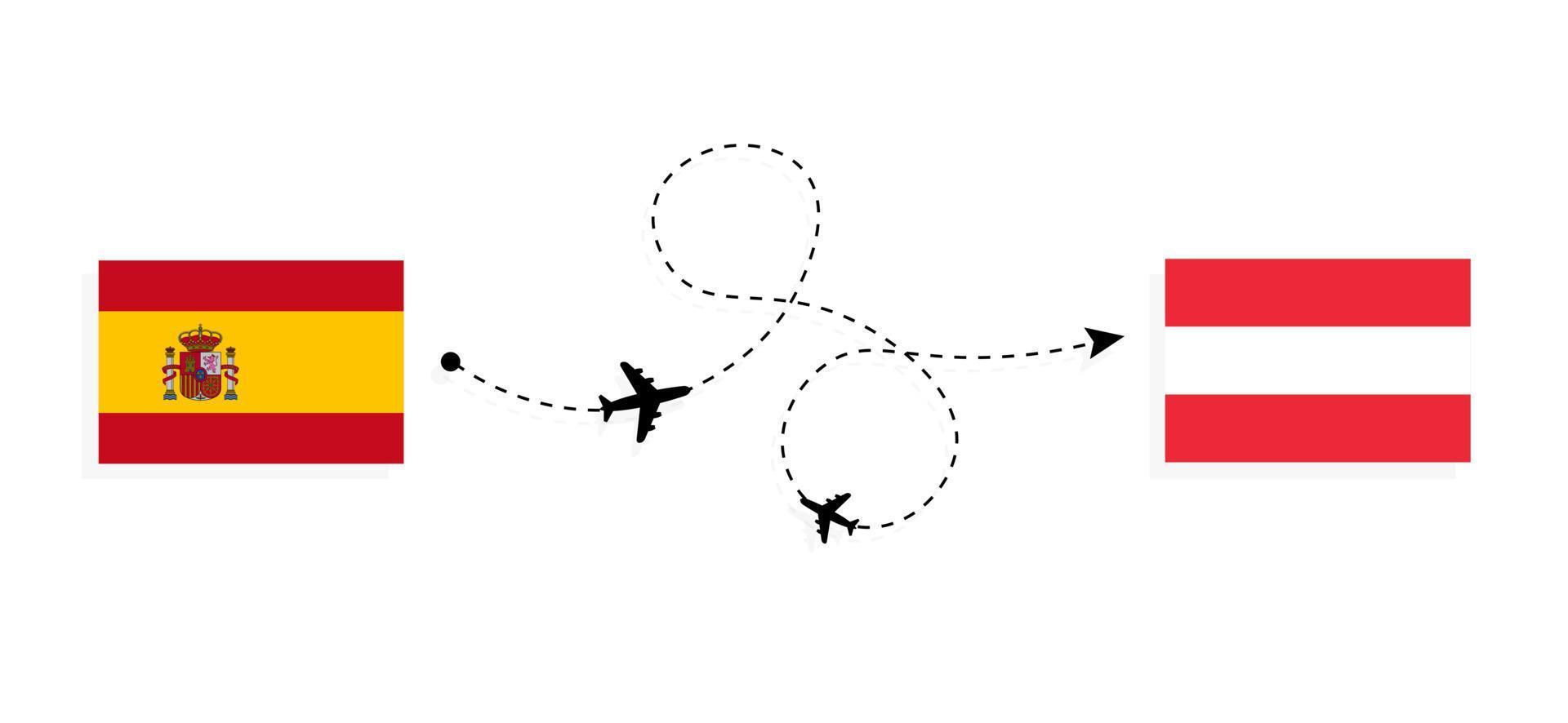 vuelo y viaje de españa a austria por concepto de viaje en avión de pasajeros vector