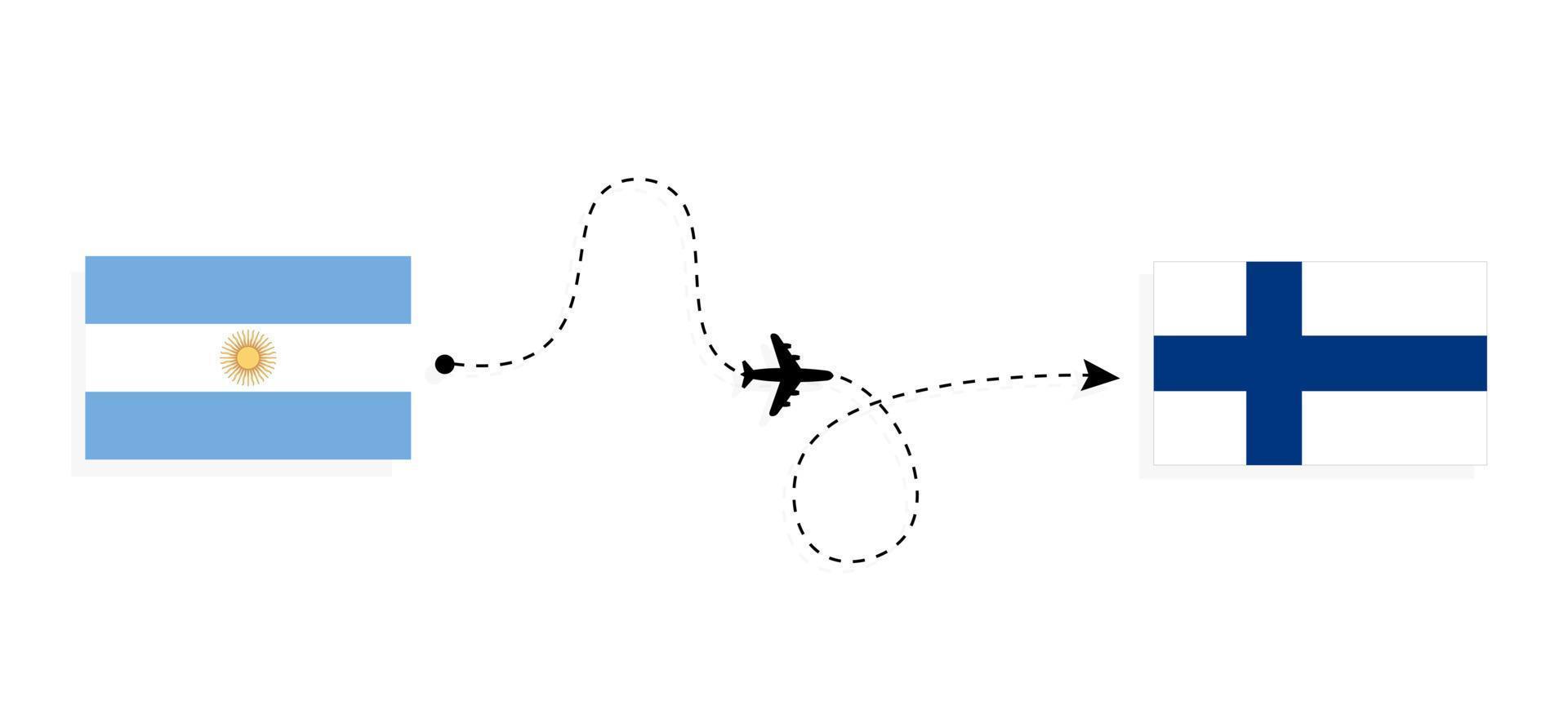 vuelo y viaje desde argentina a finlandia por concepto de viaje en avión de pasajeros vector