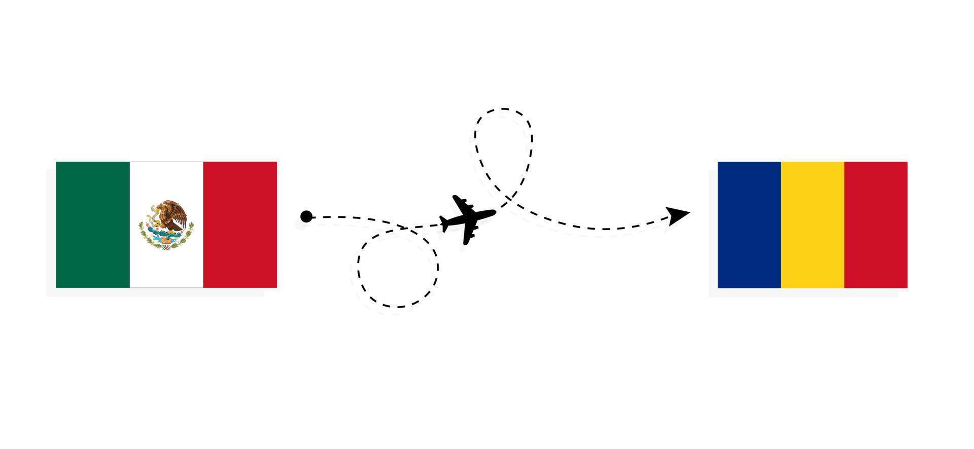 vuelo y viaje de méxico a rumania por concepto de viaje en avión de pasajeros vector