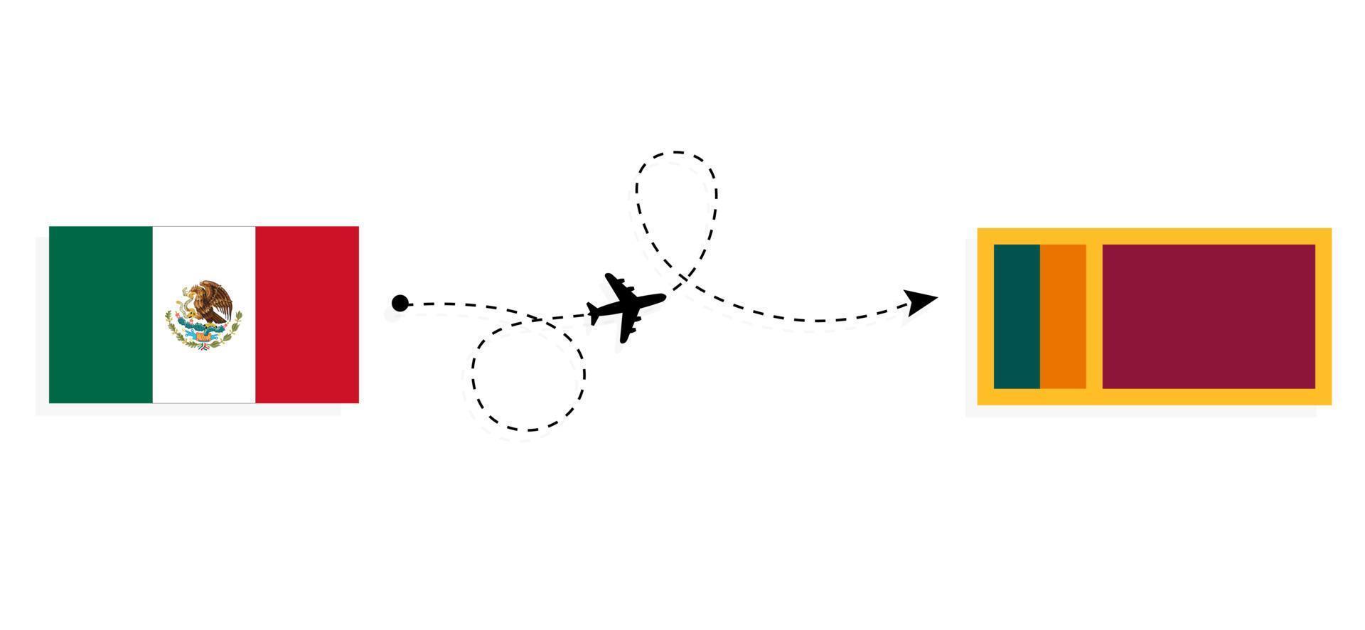 vuelo y viaje desde méxico a sri lanka por concepto de viaje en avión de pasajeros vector