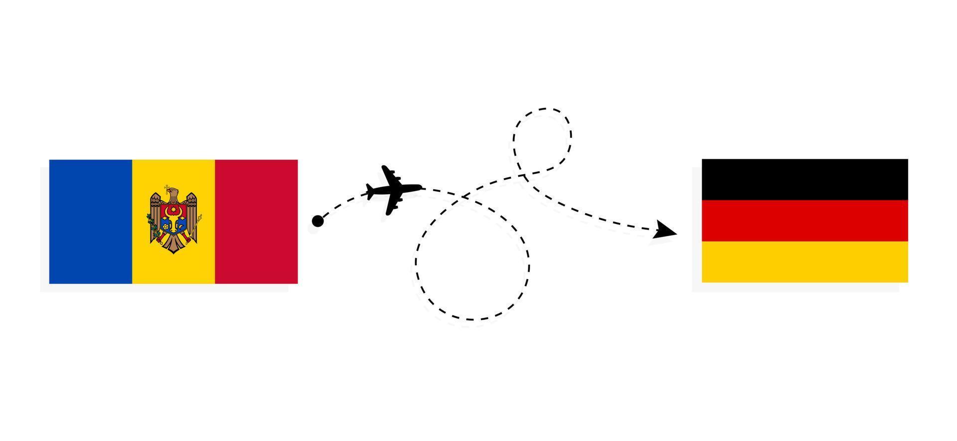Flight and travel from Moldova to Germany by passenger airplane Travel concept vector