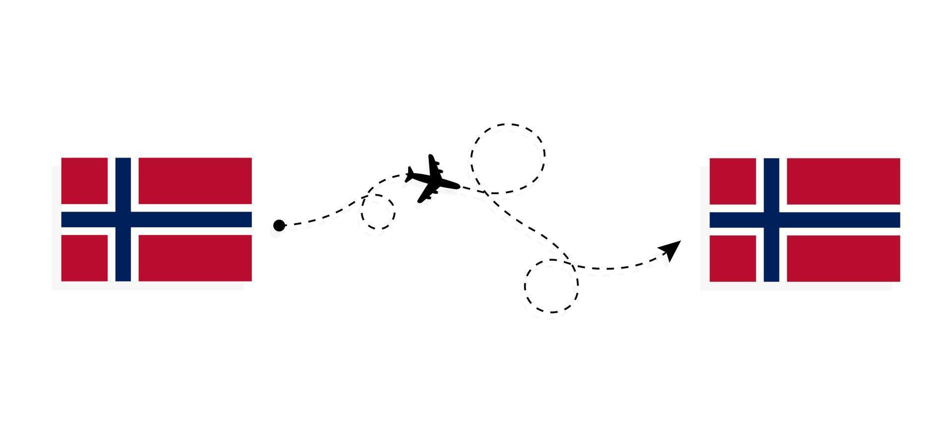 Flight and travel from Norway to Norway by passenger airplane Travel concept vector
