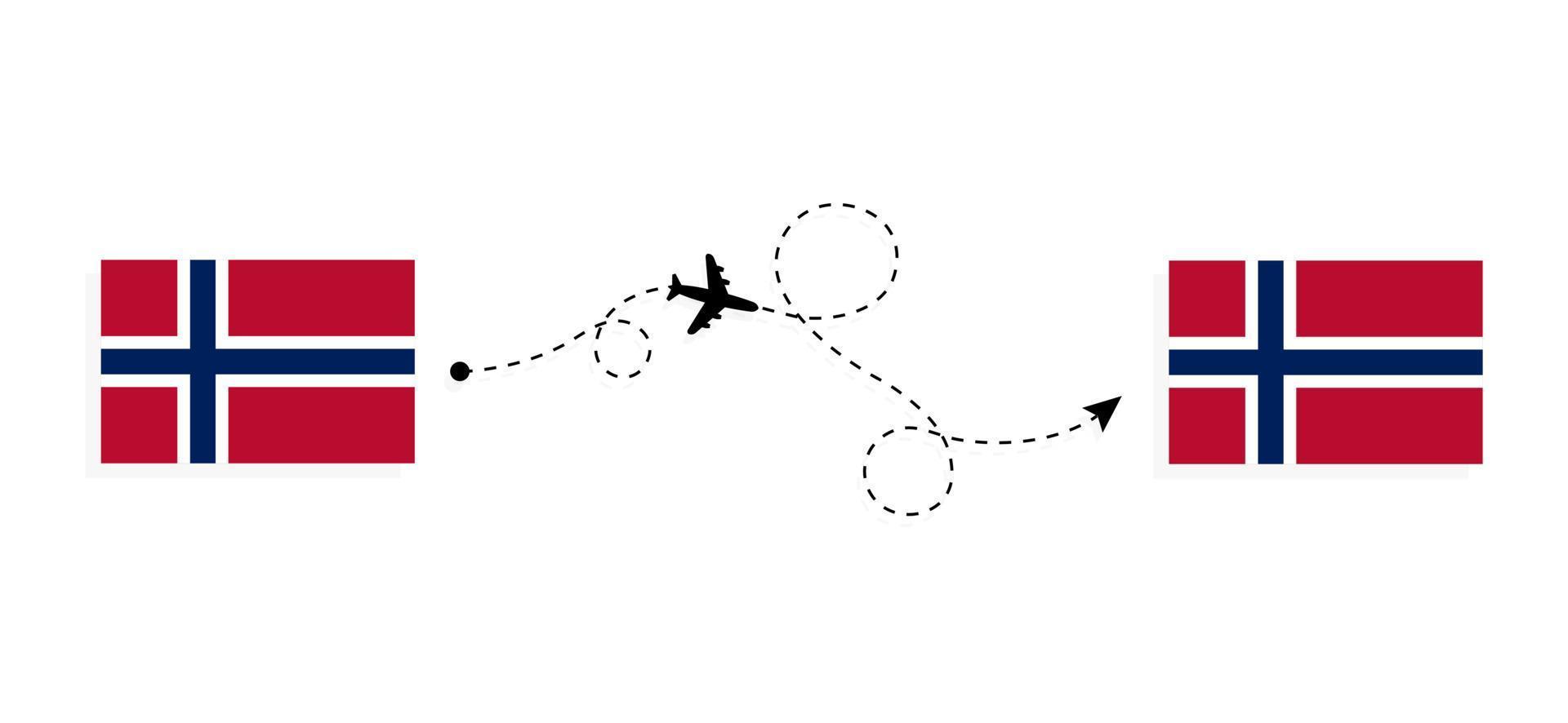 vuelo y viaje de noruega a noruega por concepto de viaje en avión de pasajeros vector