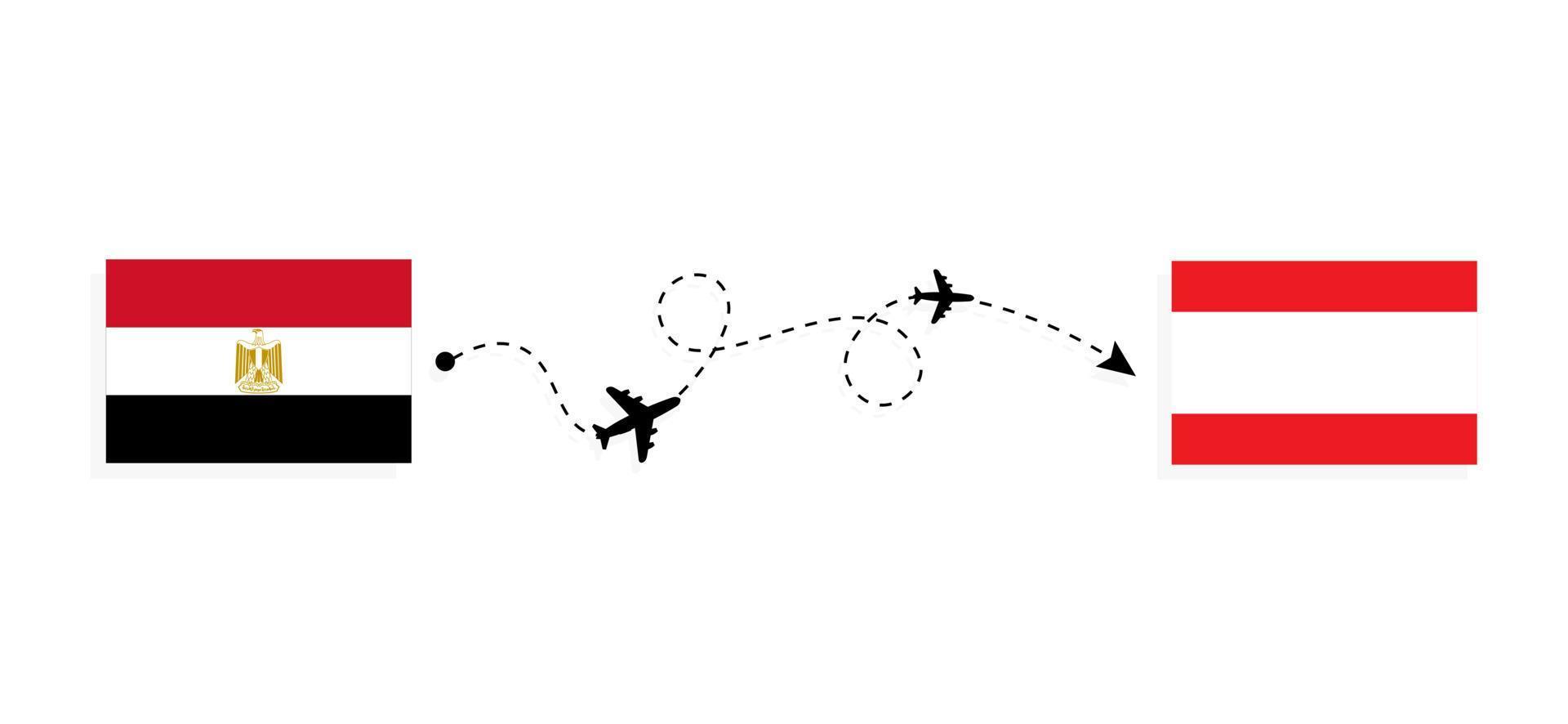 Flight and travel from Egypt to Lebanon by passenger airplane Travel concept vector