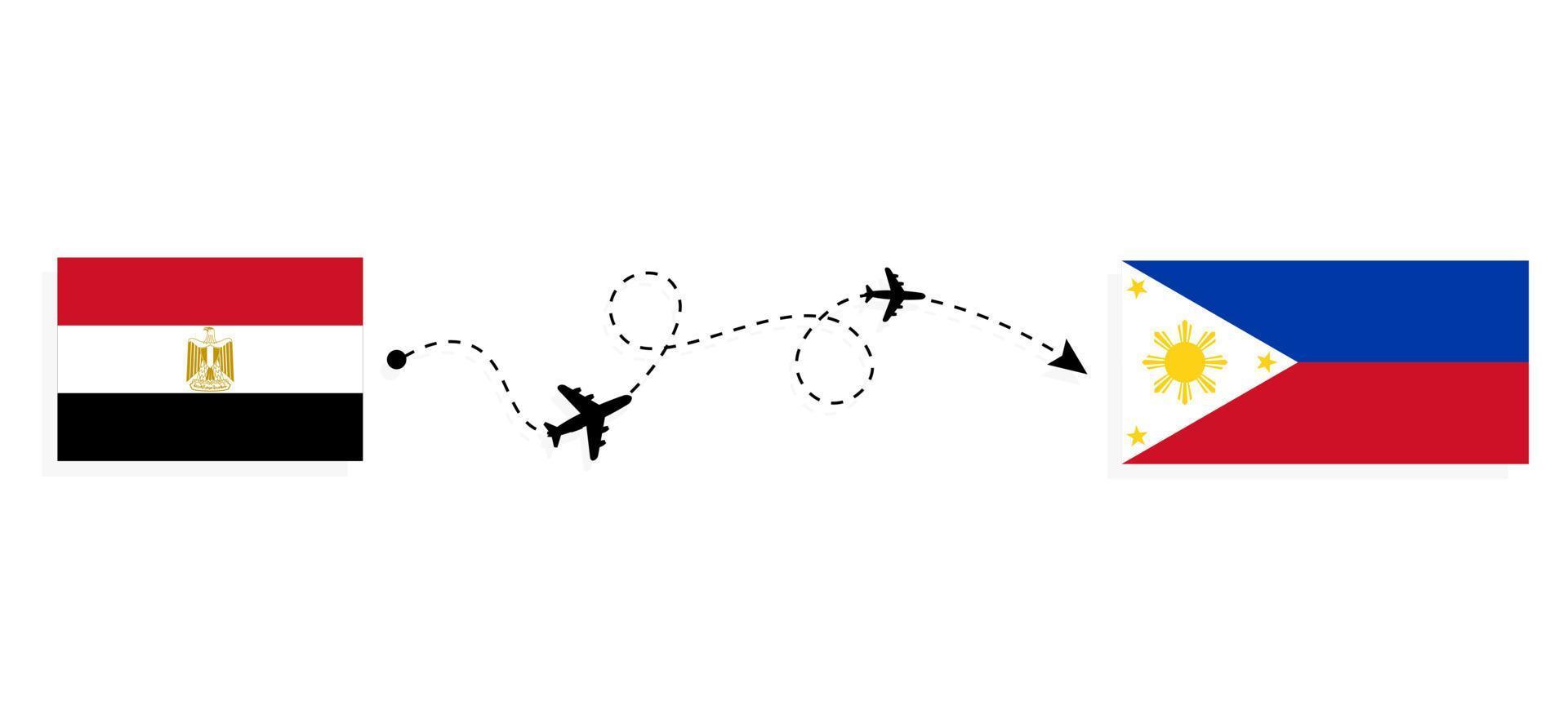 vuelo y viaje de egipto a filipinas por concepto de viaje en avión de pasajeros vector