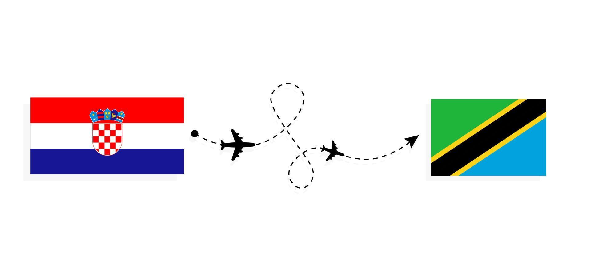 vuelo y viaje de croacia a tanzania por concepto de viaje en avión de pasajeros vector