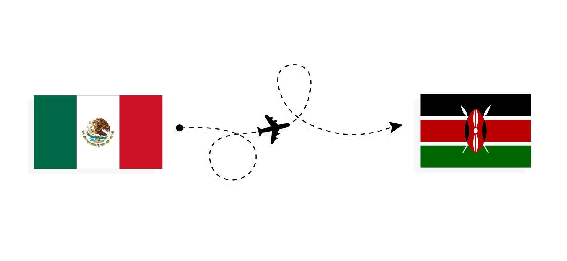 vuelo y viaje de méxico a kenia por concepto de viaje en avión de pasajeros vector