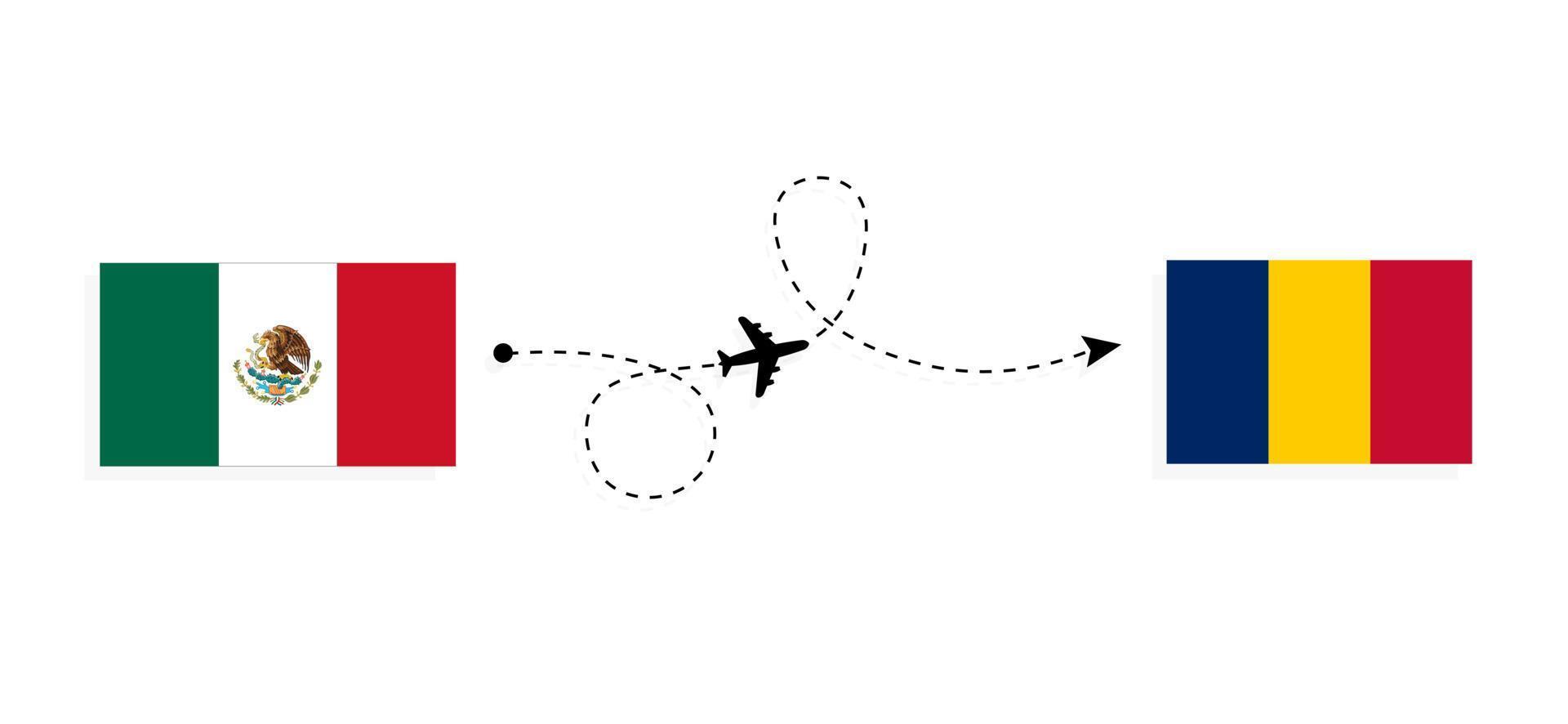 vuelo y viaje de méxico a chad por concepto de viaje en avión de pasajeros vector