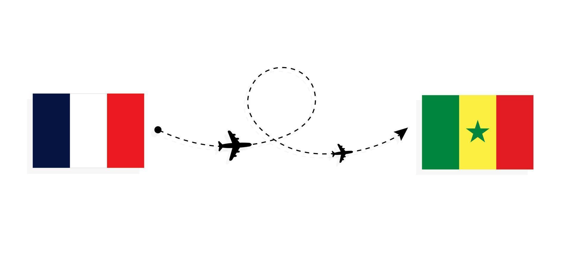 vuelo y viaje de francia a senegal por concepto de viaje en avión de pasajeros vector