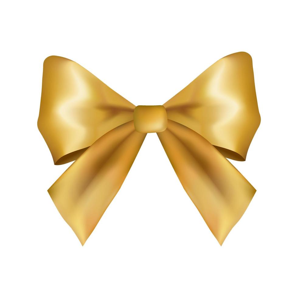 Volumetric decorative golden bow Christmas and happy new year symbol vector