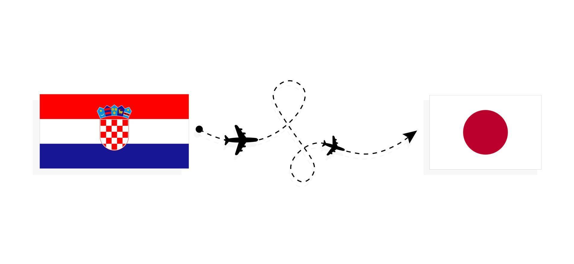 vuelo y viaje de croacia a japón por concepto de viaje en avión de pasajeros vector