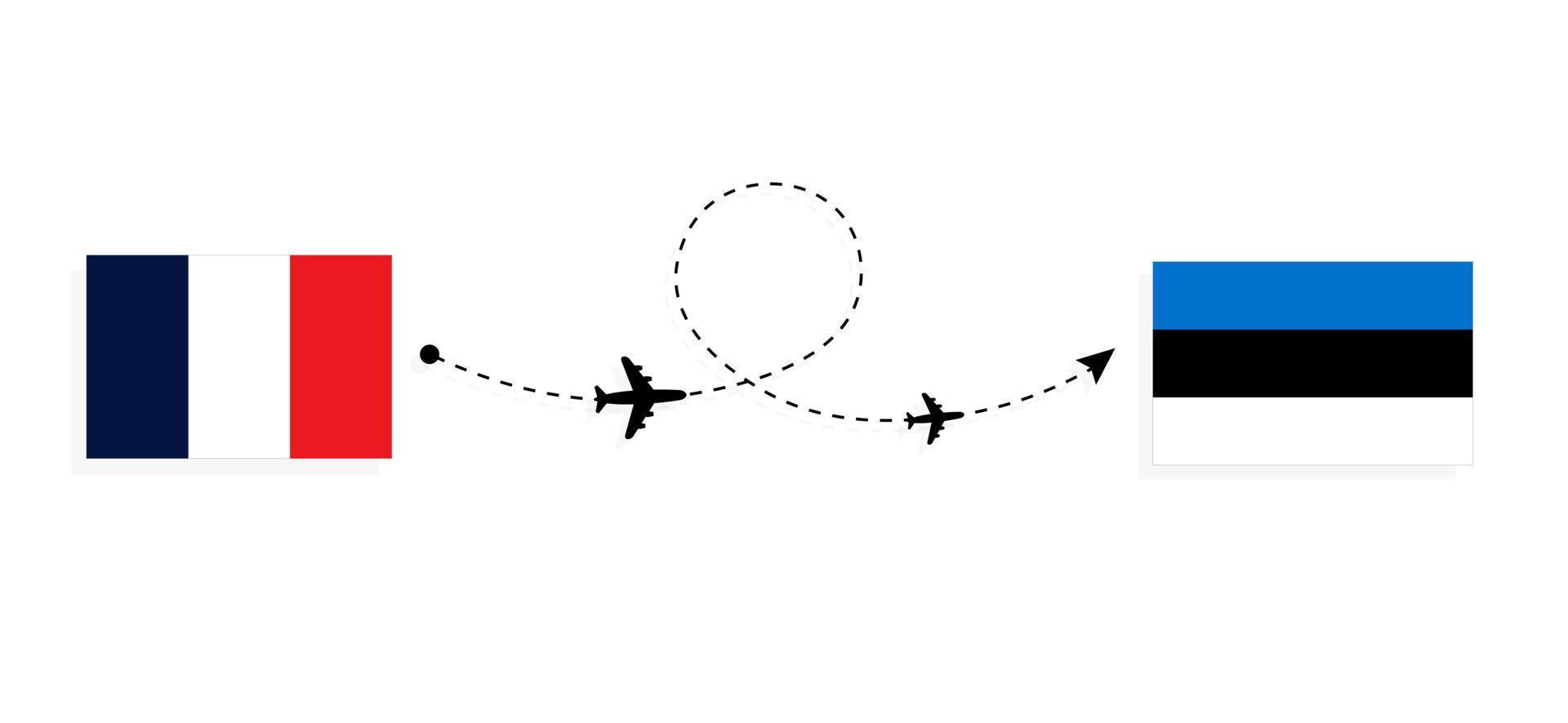 Flight and travel from France to Estonia by passenger airplane Travel concept vector