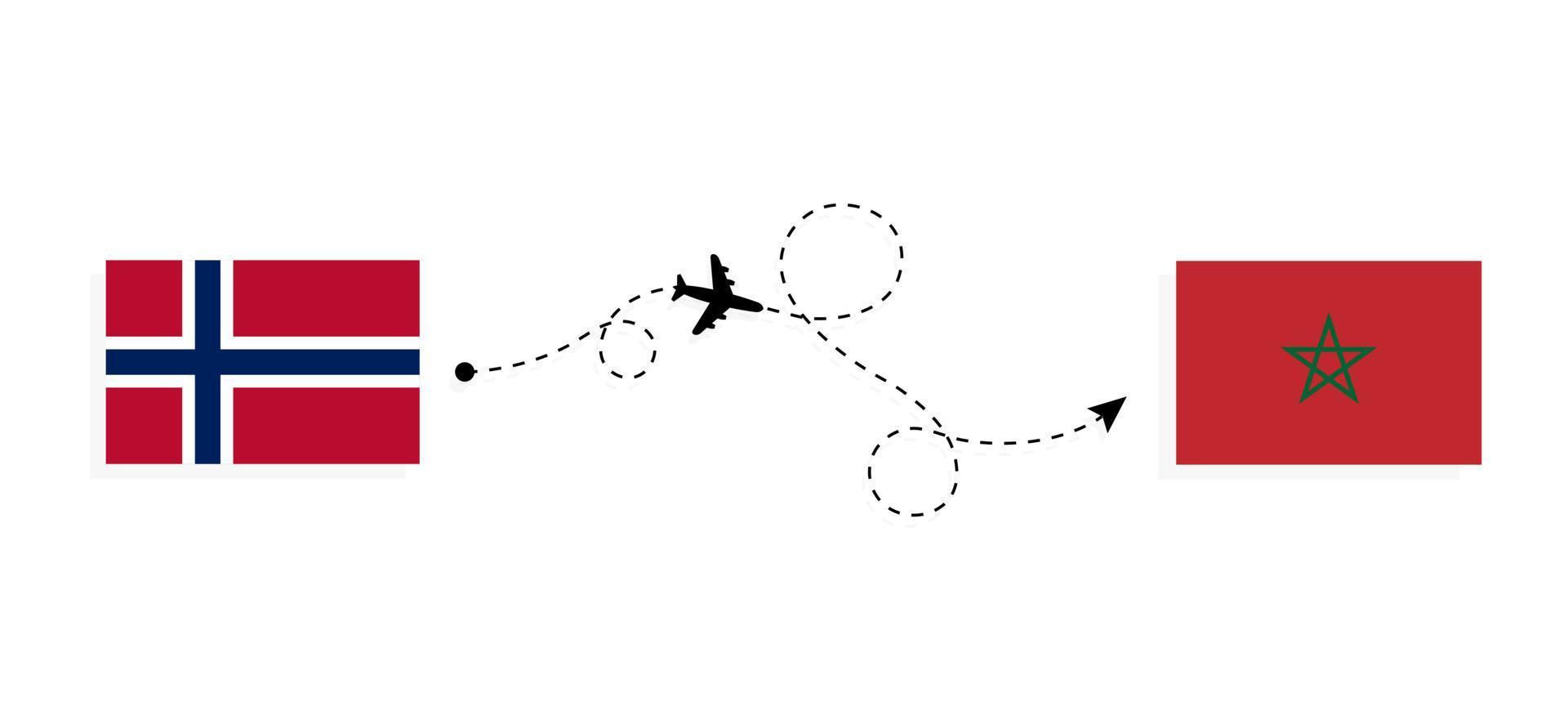 vuelo y viaje de noruega a marruecos por concepto de viaje en avión de pasajeros vector