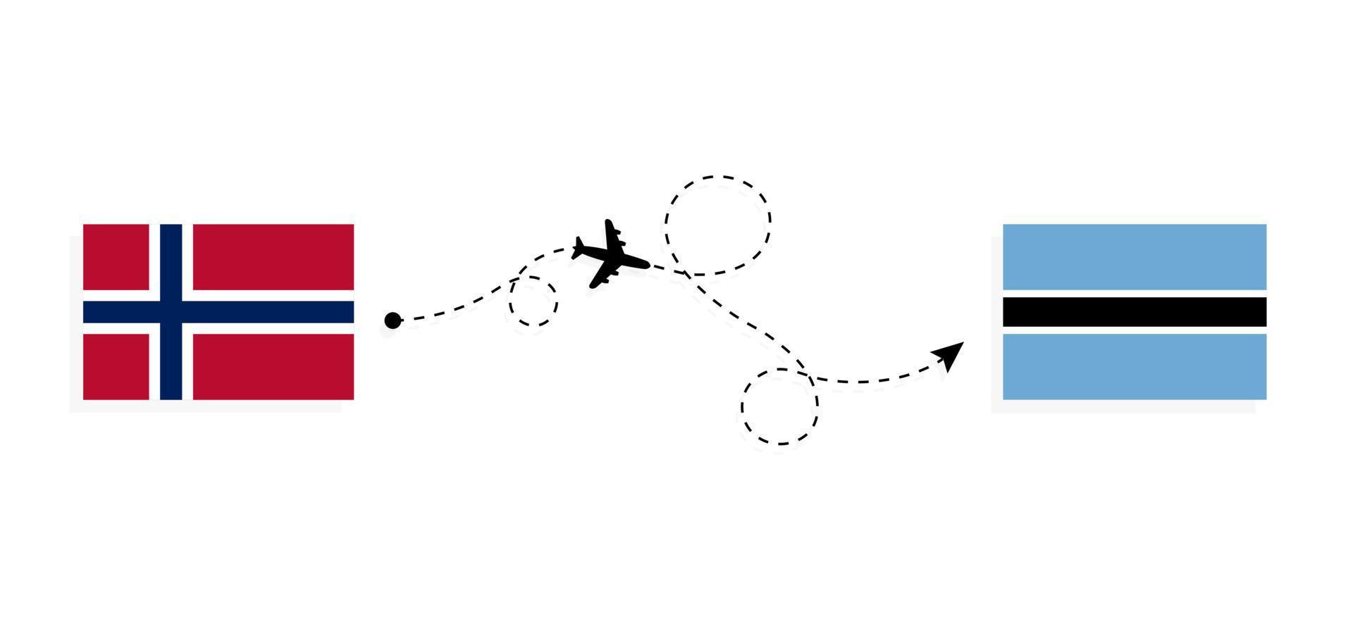 vuelo y viaje desde noruega a botswana por concepto de viaje en avión de pasajeros vector