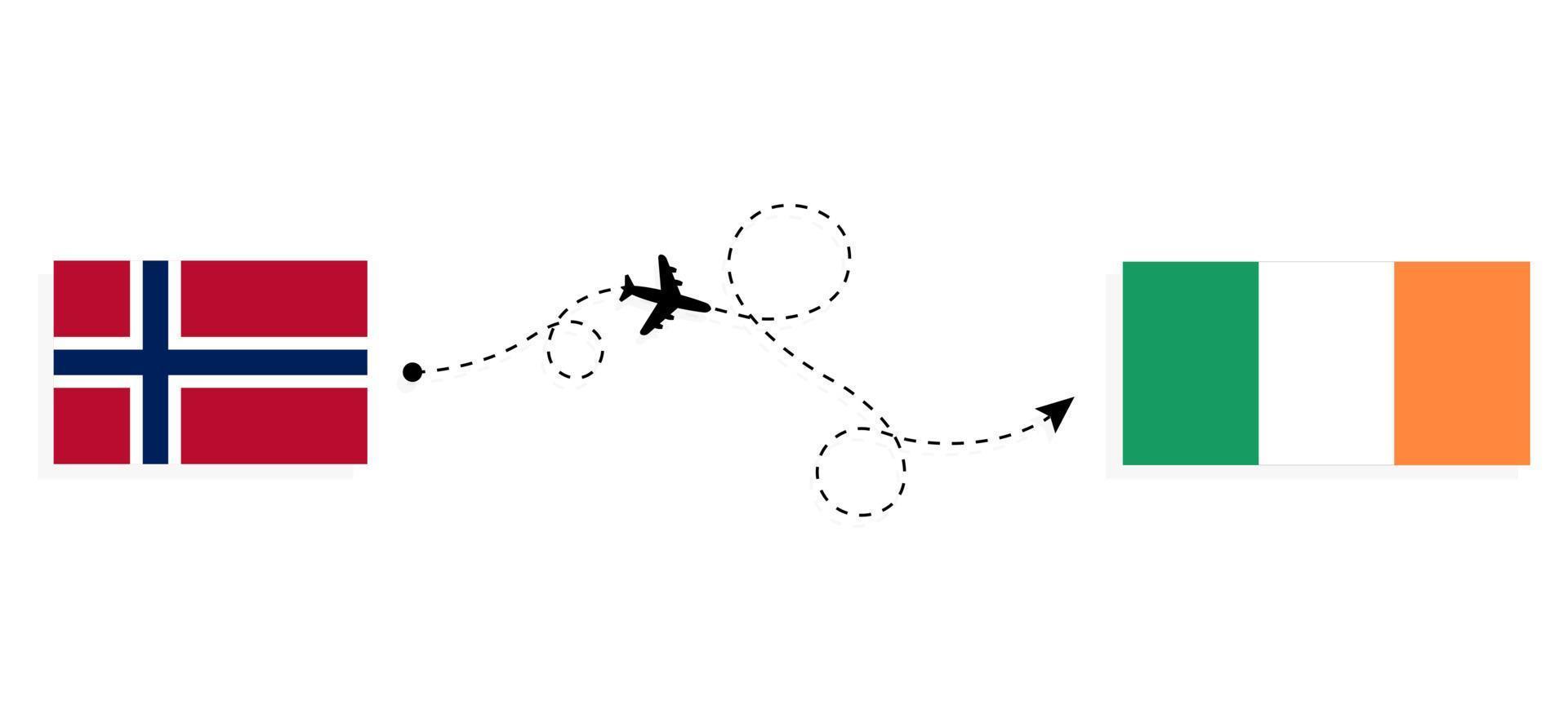 vuelo y viaje de noruega a irlanda por concepto de viaje en avión de pasajeros vector