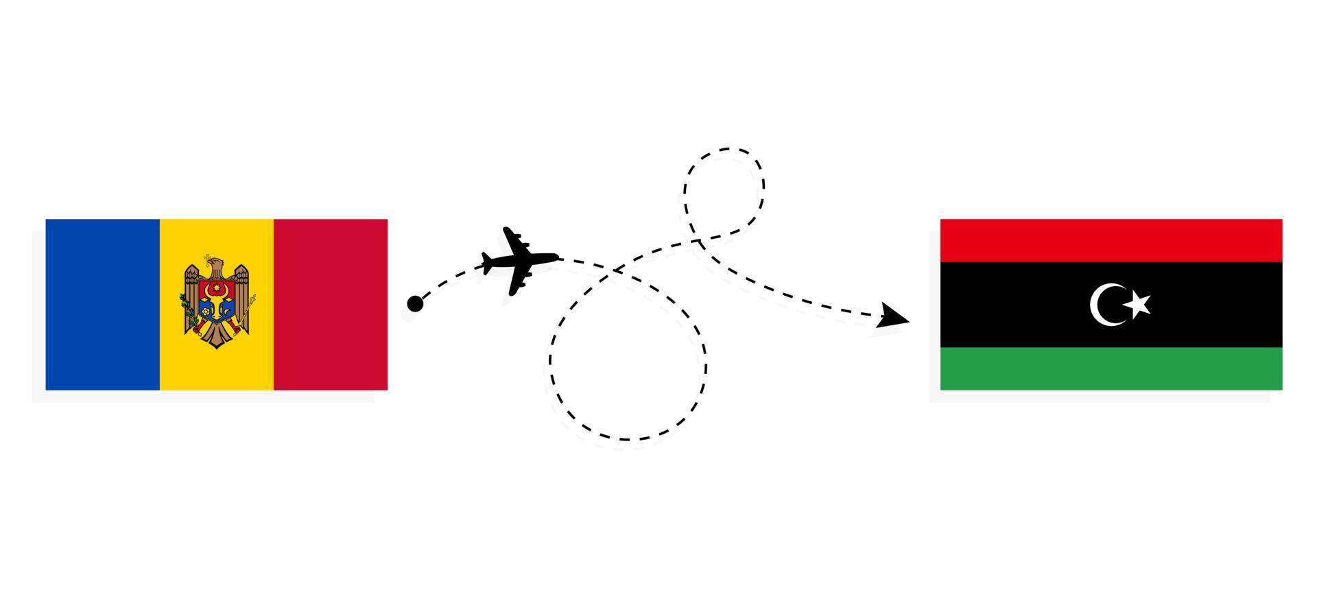 Flight and travel from Moldova to Libya by passenger airplane Travel concept vector