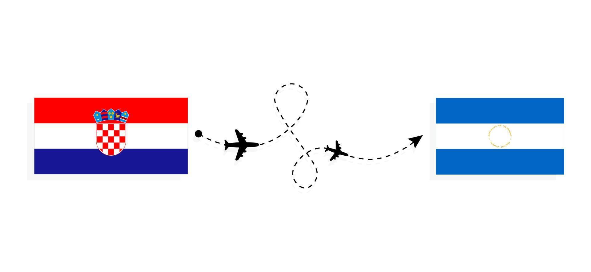 Flight and travel from Croatia to Nicaragua by passenger airplane Travel concept vector