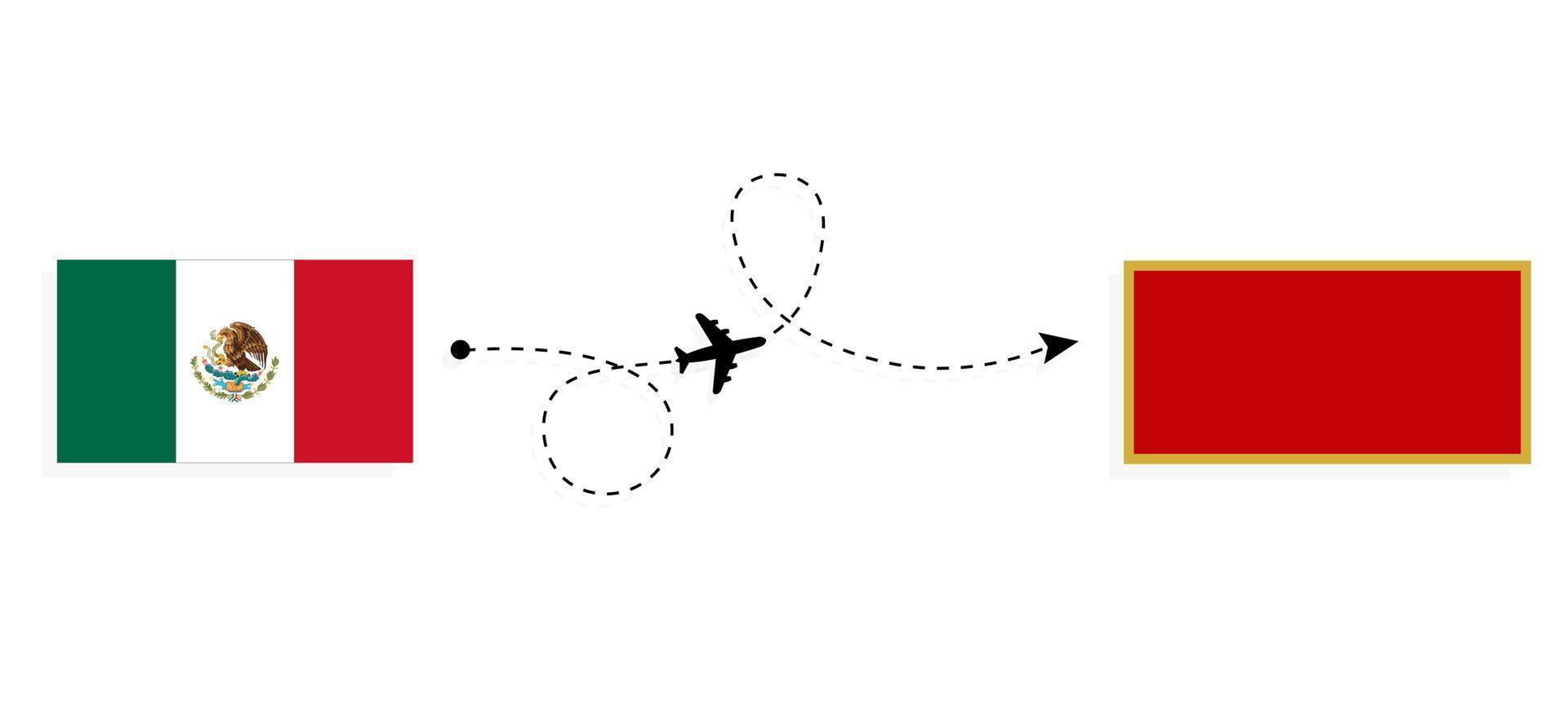 vuelo y viaje de méxico a montenegro por concepto de viaje en avión de pasajeros vector