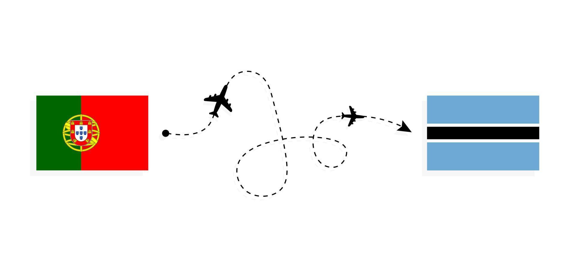 vuelo y viaje de portugal a botswana por concepto de viaje en avión de pasajeros vector