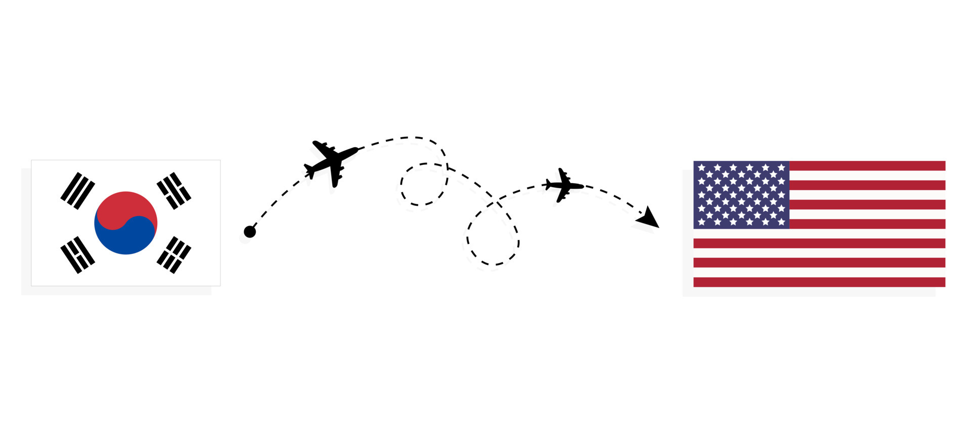 Flight and travel from South Korea to USA by passenger airplane Travel
