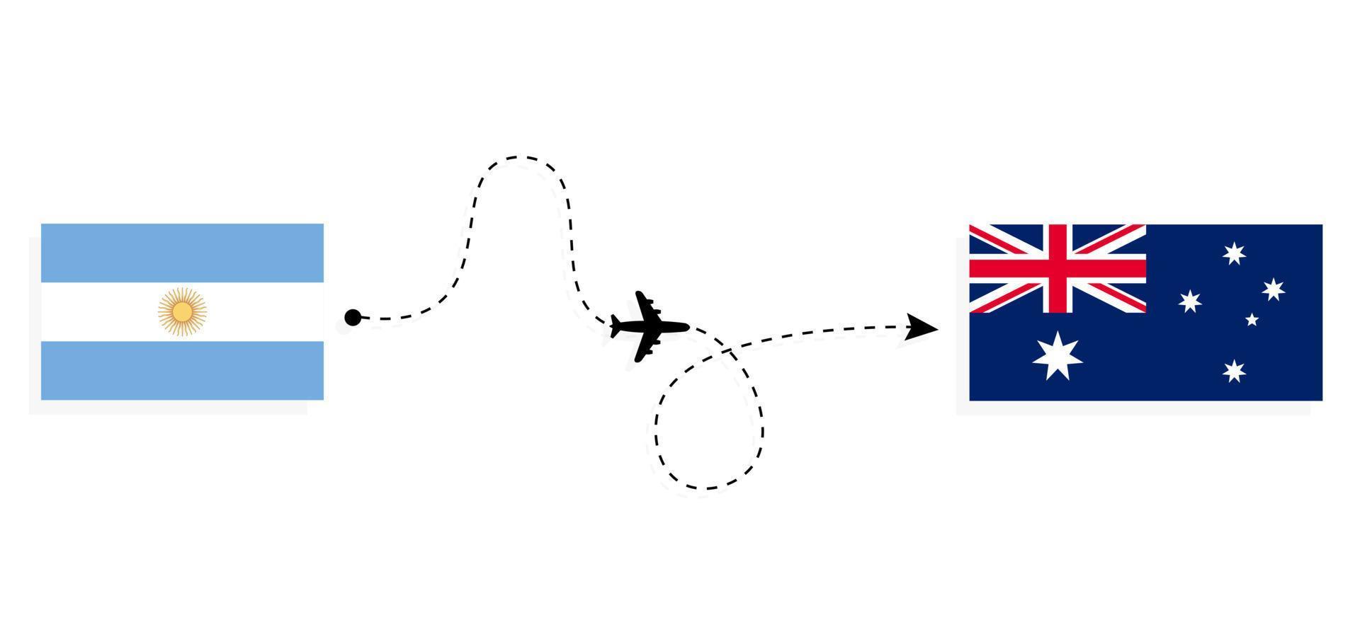 vuelo y viaje de argentina a australia por concepto de viaje en avión de pasajeros vector