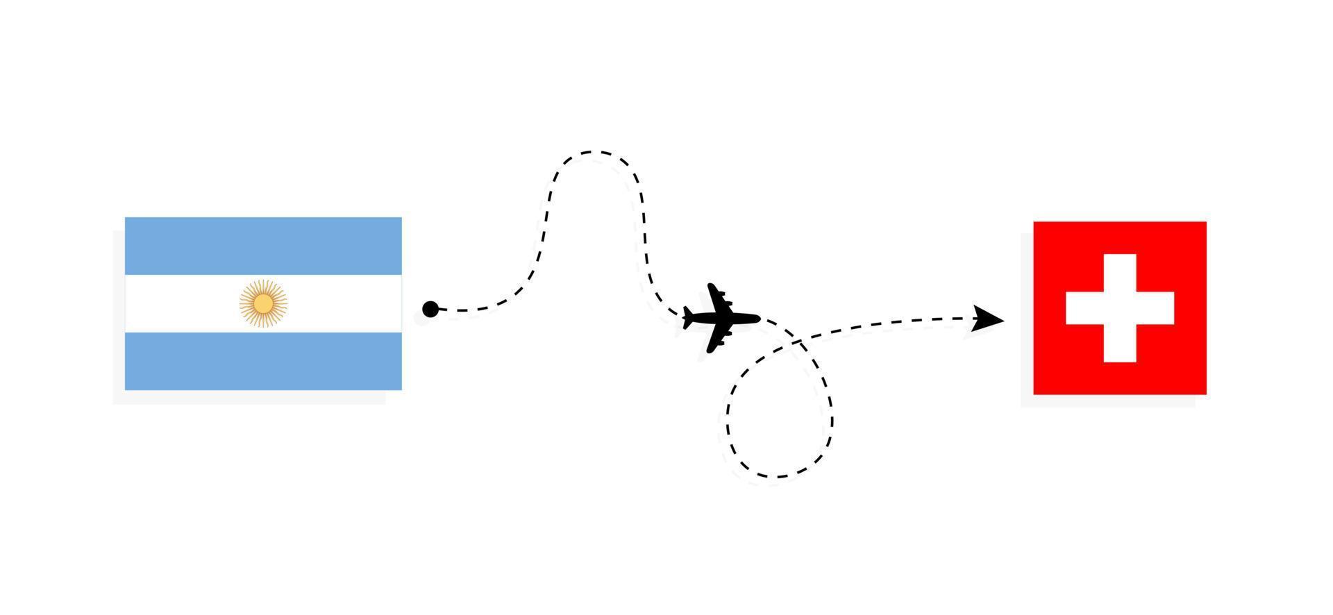 vuelo y viaje de argentina a suiza por concepto de viaje en avión de pasajeros vector