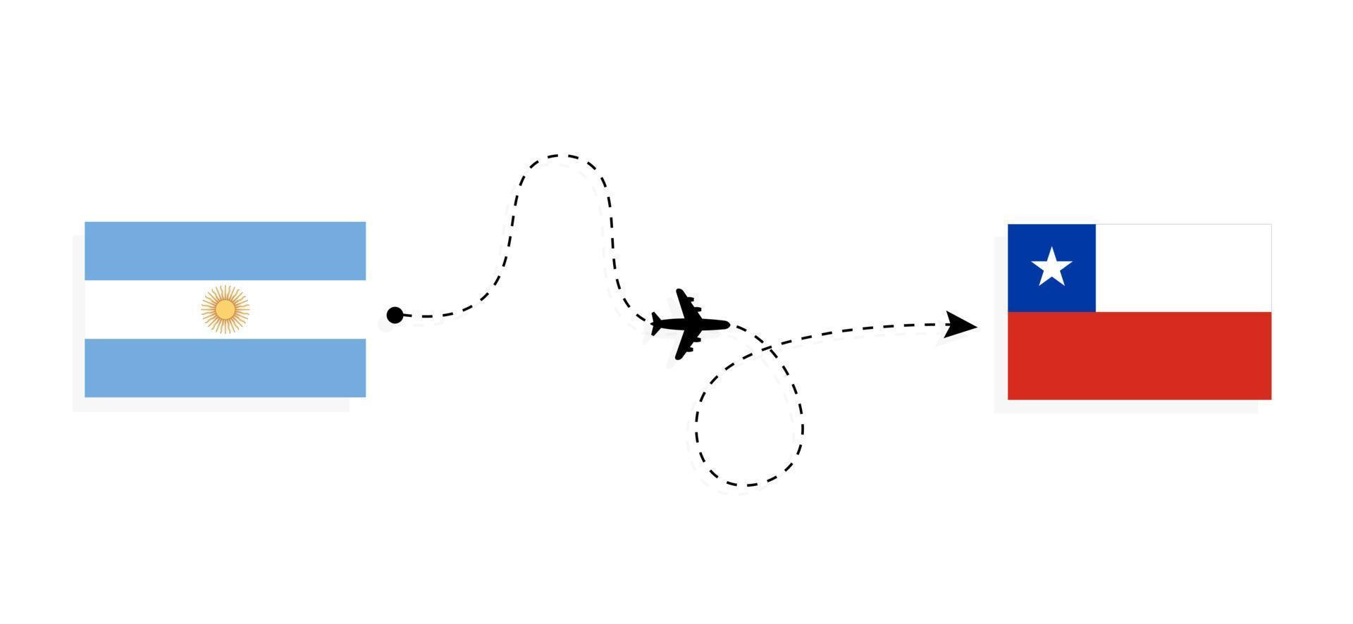 vuelo y viaje de argentina a chile por concepto de viaje en avión de pasajeros vector