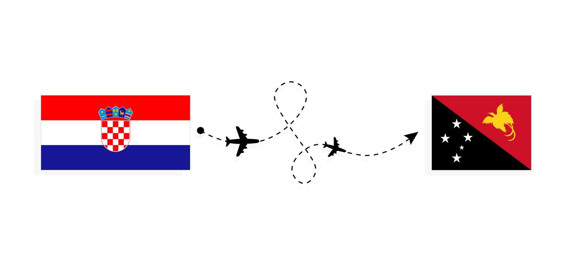 Flight and travel from Croatia to Papua New Guinea by passenger airplane Travel concept vector