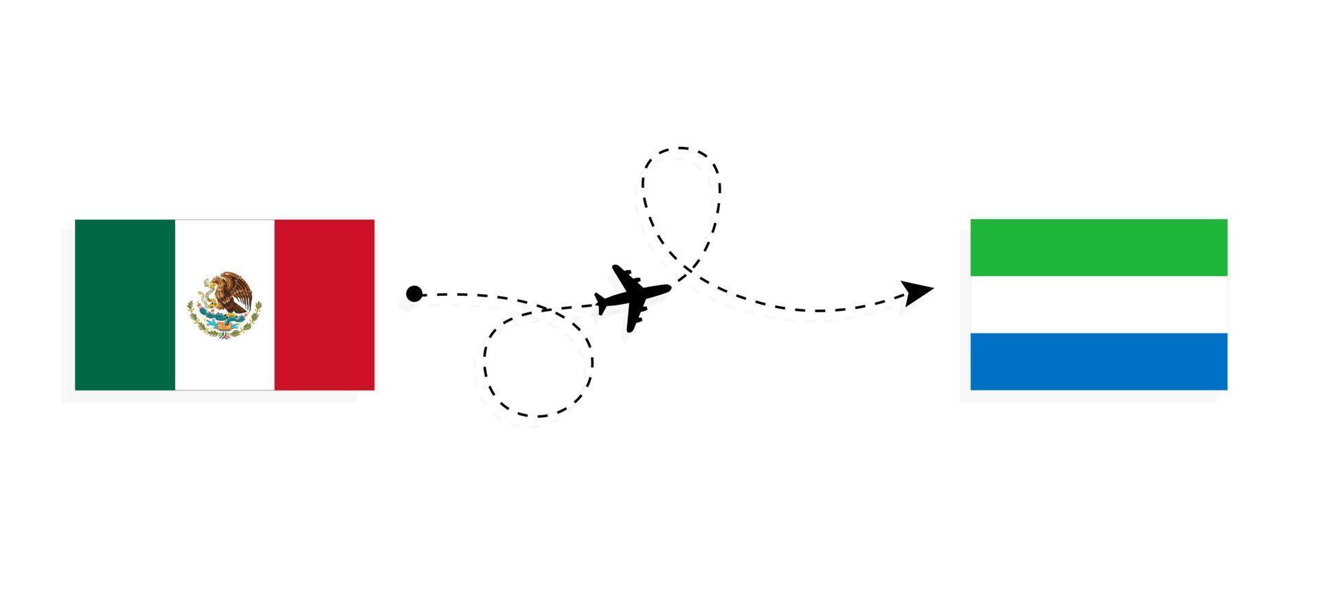 vuelo y viaje desde méxico a sierra leona por concepto de viaje en avión de pasajeros vector