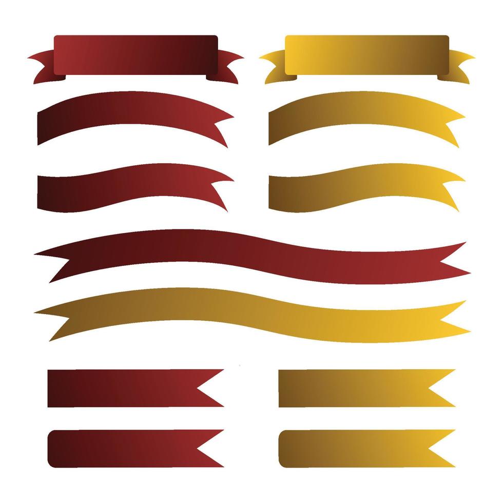 Red and Gold Ribbon Banner Set. vector