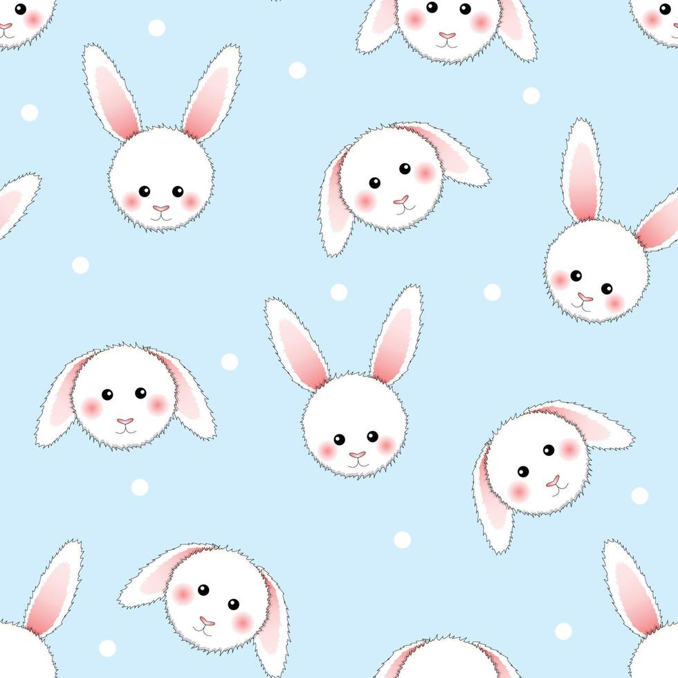 White Rabbit on Light Blue Background. vector