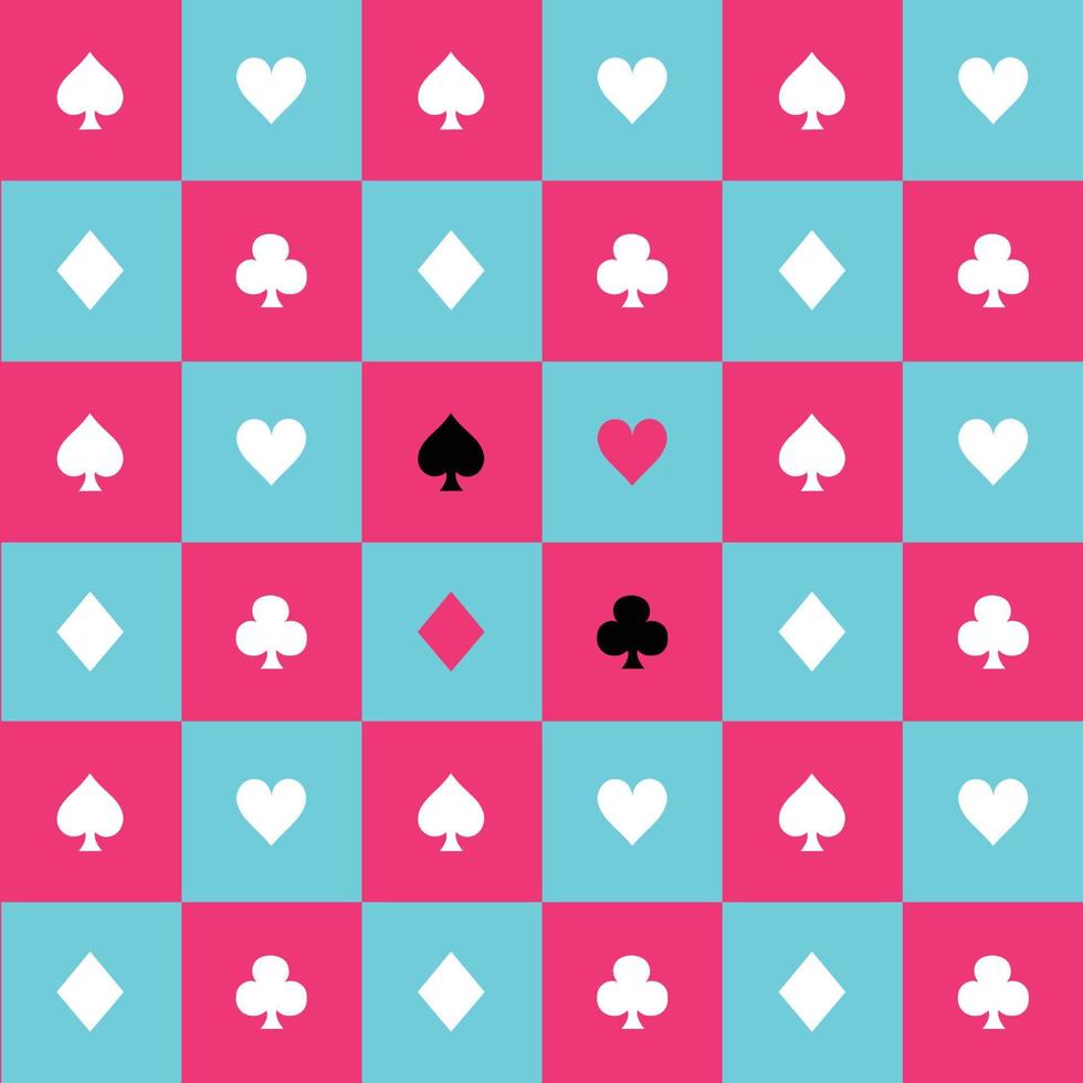 Card Suits Blue Sky Pink White Chess Board Background vector