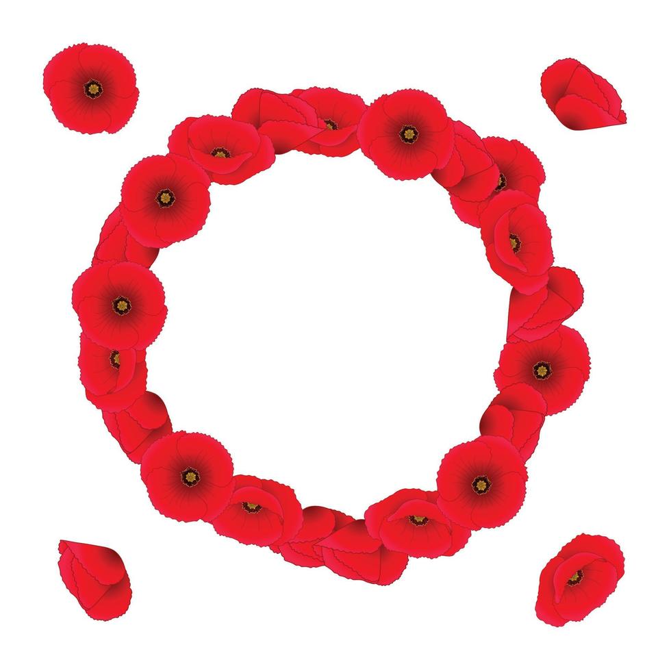 Red Corn Poppy Wreath vector