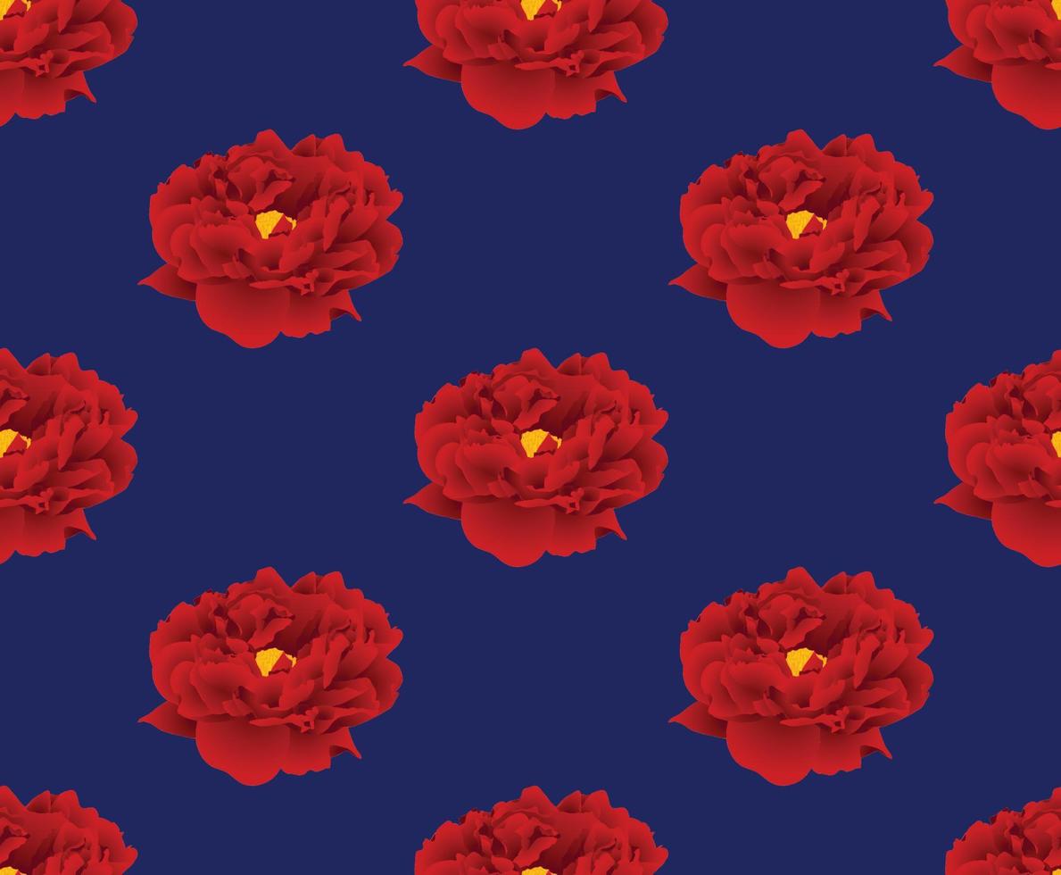 Red Peony on Navy Blue Background vector