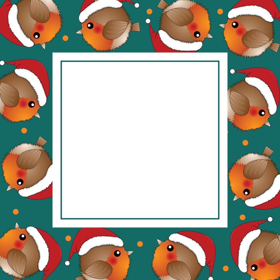 Red Robin Bird Santa Claus on Green Banner Card vector