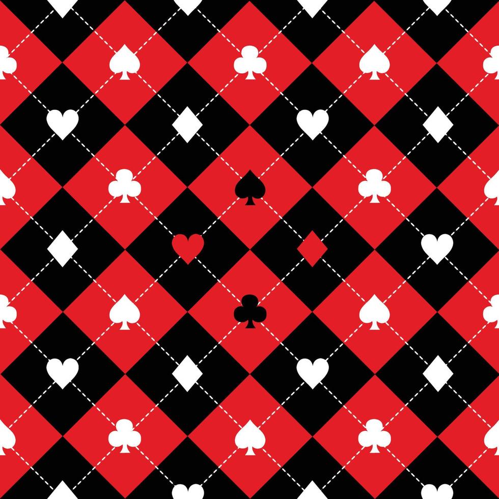 Card Suits Red Black White Chess Board Diamond Background vector