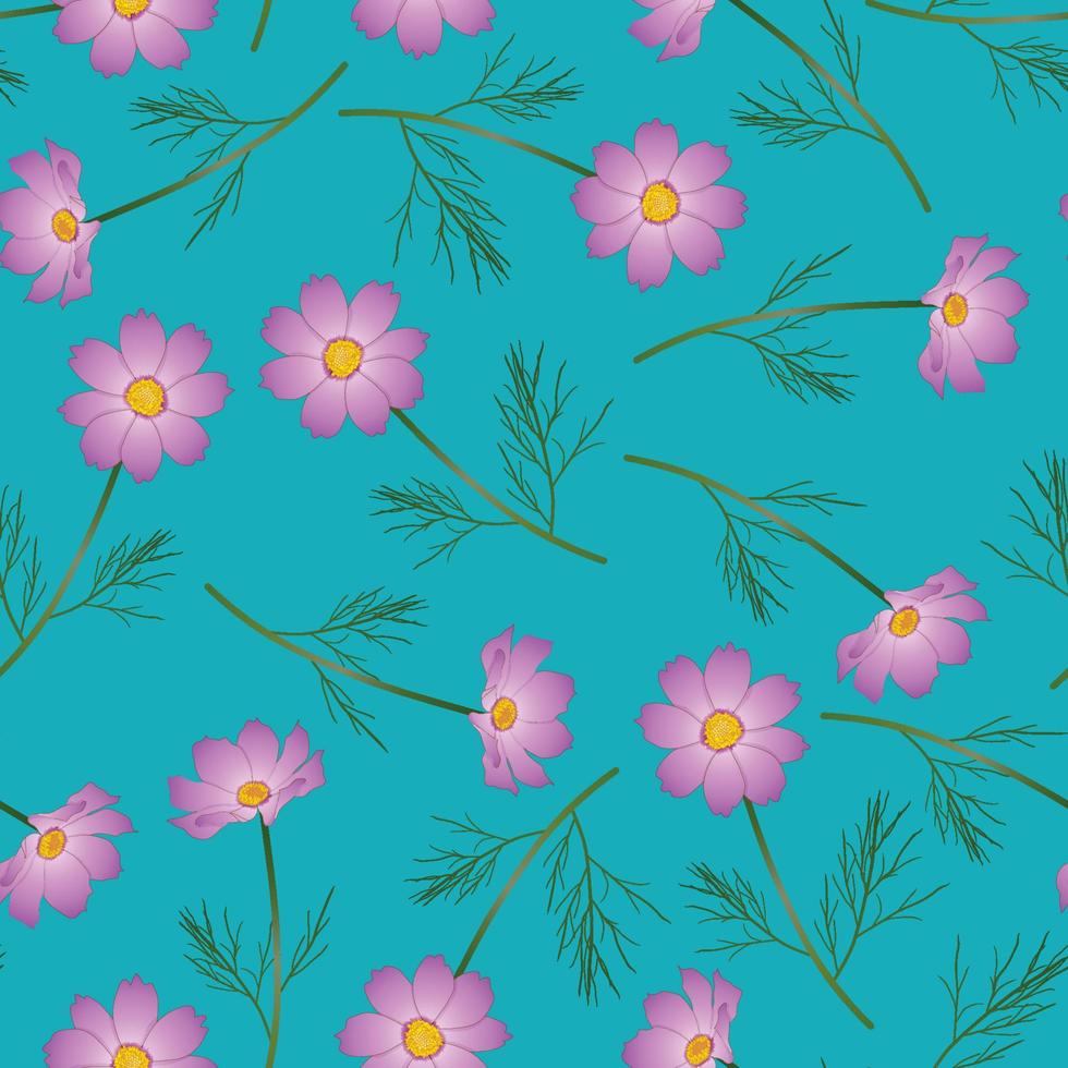 Pink Cosmos Flower on Indigo Blue Background vector