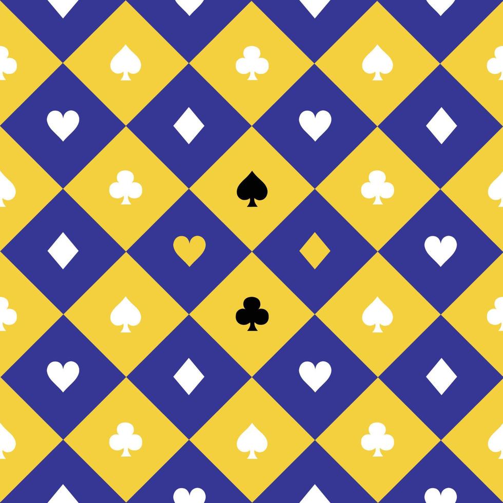tarjeta trajes amarillo azul tablero de ajedrez diamante fondo vector