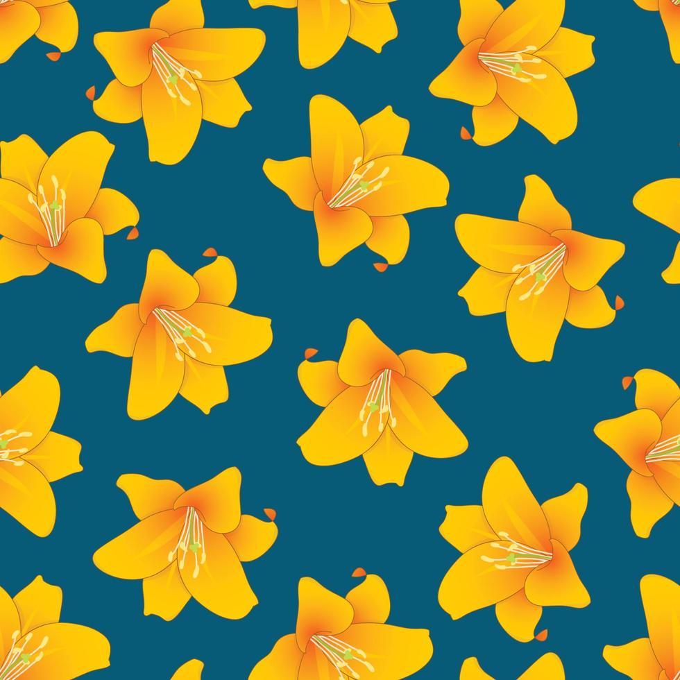 Orange Lily on Indigo Blue Background vector