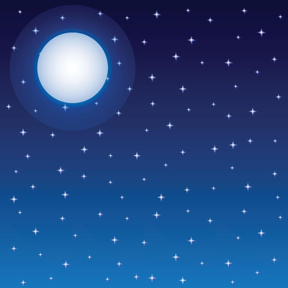 Full Moon and Starry Night Sky Square Background vector