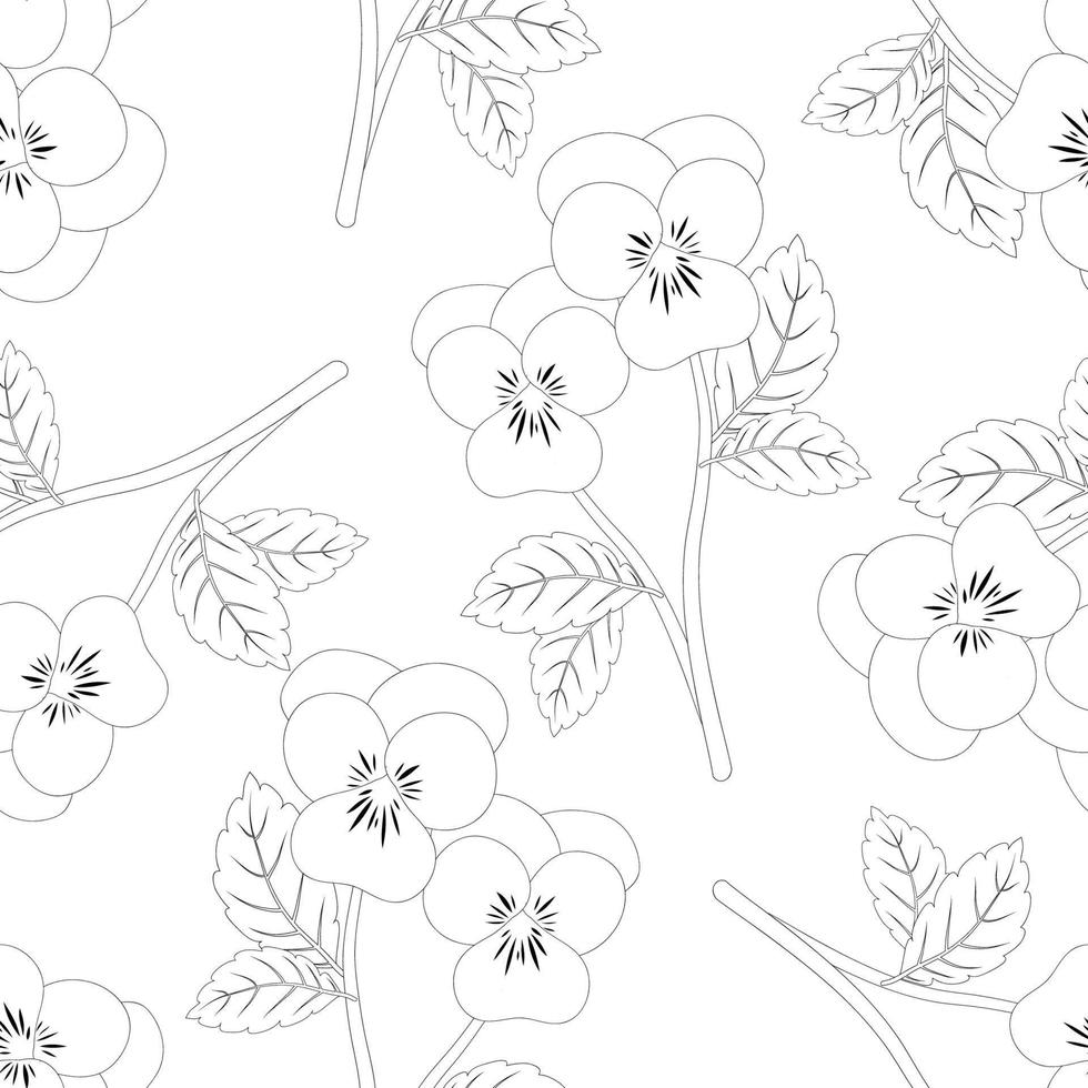 Pansy Flower on White Background Outline vector