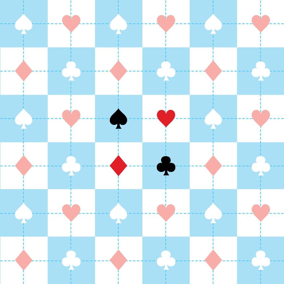 Card Suits Blue Red White Chess Board Background vector